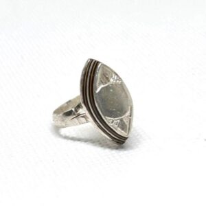 Handmade Amazigh Vintage Sterling Silver Tuareg Ring: Ebony Inlay, Size 7 US, 56 EU