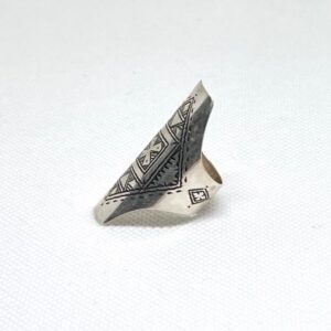 Vintage Engraved Sterling Silver Berber Ring: Tribal Jewelry, Size 8 US