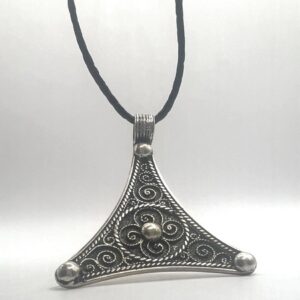 African Berber Amulet Sterling Silver Pendant Necklace: Tuareg Cross Spiral Boho Gypsy Boho