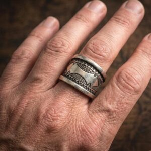 Tuareg Sterling Silver Amazigh Ring - Ethnic Engraved Berber Tribal African Boho (Size 56 FR)