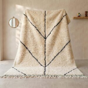 Handmade Berber Carpet Ivory & Black
