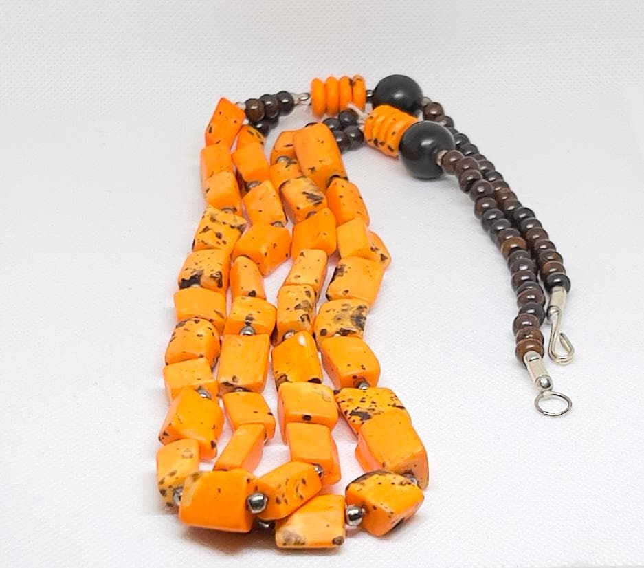Handmade Berber Coral Necklace: Antique Mediterranean Tribal Jewelry