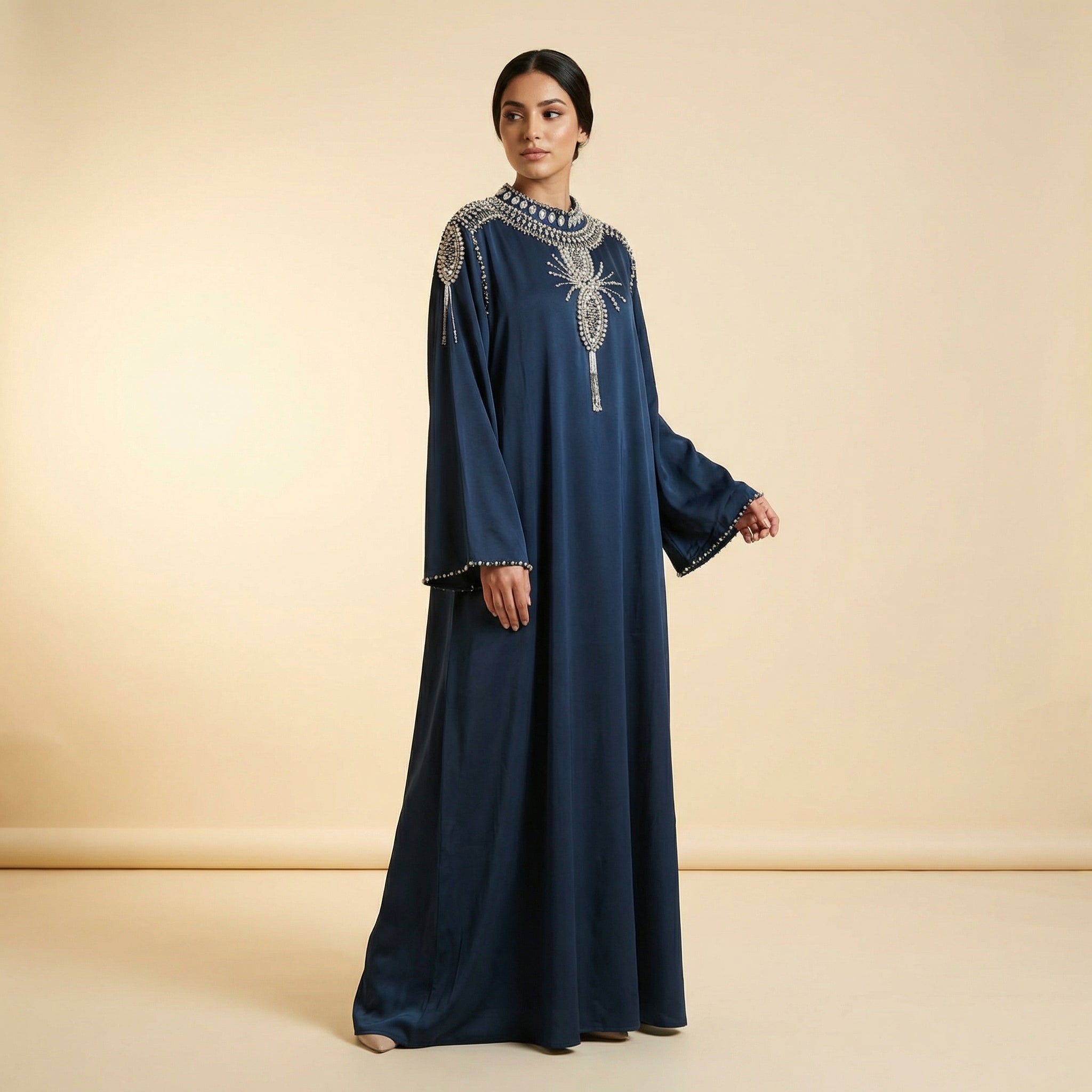 Abaya Dress - Blue Crystal Gulf Elegance
