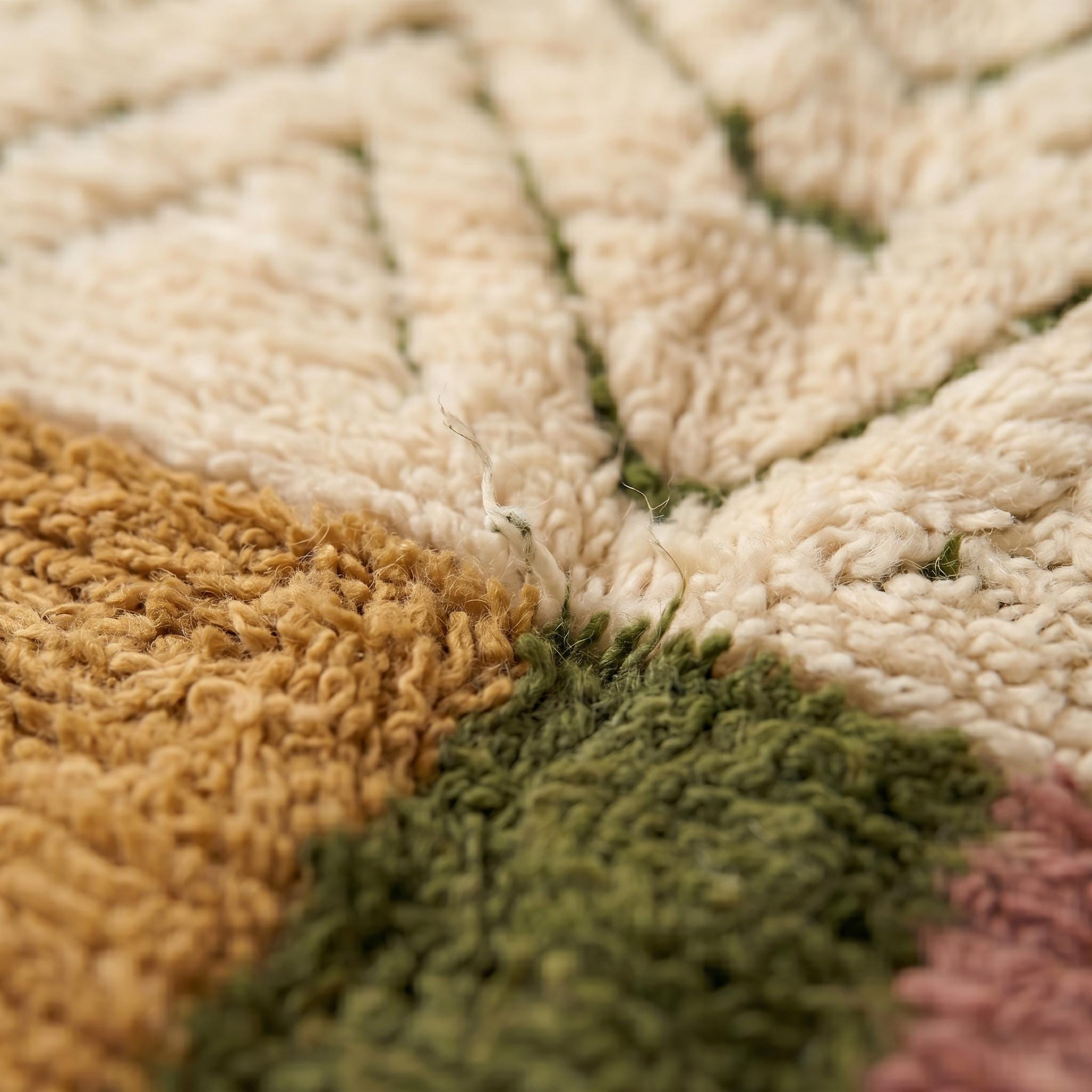 Boujaad Rug - Ivory Mustard Pink Wool Rug - Handmade Chevron Color Block Rug - Boho Area Rug - Berber Carpet - Multiple Sizes