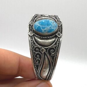 Bracelet Plated Silver Turquoise Berber Cuff Antique Handmade Adjustable Vintage African Tuareg Tribal