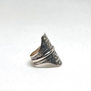 Handmade Berber Sterling Silver Ring: Tribal Engraved Jewelry, US Size 8