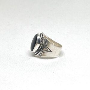Handmade Sterling Silver Onyx Ring: Tuareg Berber Jewelry, Size 8