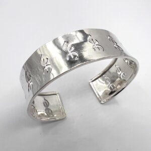 Yaz Z Sterling Silver Berber Symbol Tifinagh Bangle Bracelet: Handmade Amazigh Tribal Bangle
