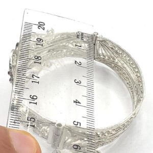 Vintage Handcrafted Berber Filigree Cuff Bracelet: Kabyle Plated Silver Jewelry