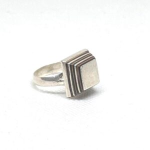 Handmade Tuareg Sterling Silver Ring: Vintage Ebony Inlay, Size 9 / 59 / 60 EU