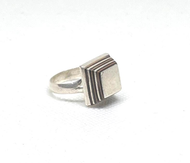 Handmade Tuareg Sterling Silver Ring: Vintage Ebony Inlay, Size 9 / 59 / 60 EU