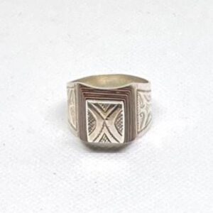 Handmade Sterling Silver Tuareg Ring: Ebony Inlay, Berber Tribal Jewelry