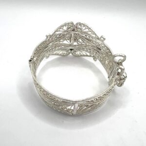 Vintage Handcrafted Berber Filigree Cuff Bracelet: Kabyle Plated Silver Jewelry