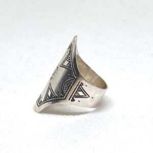 Handmade Engraved Cross Sterling Silver Tuareg Ring: Berber Tribal Jewelry 9 US / 60 EU