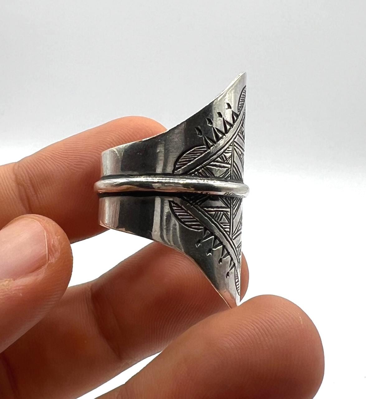 Tuareg Sterling Silver Ring: Berber Tribal Boho Ethnic Jewelry (Size 11)