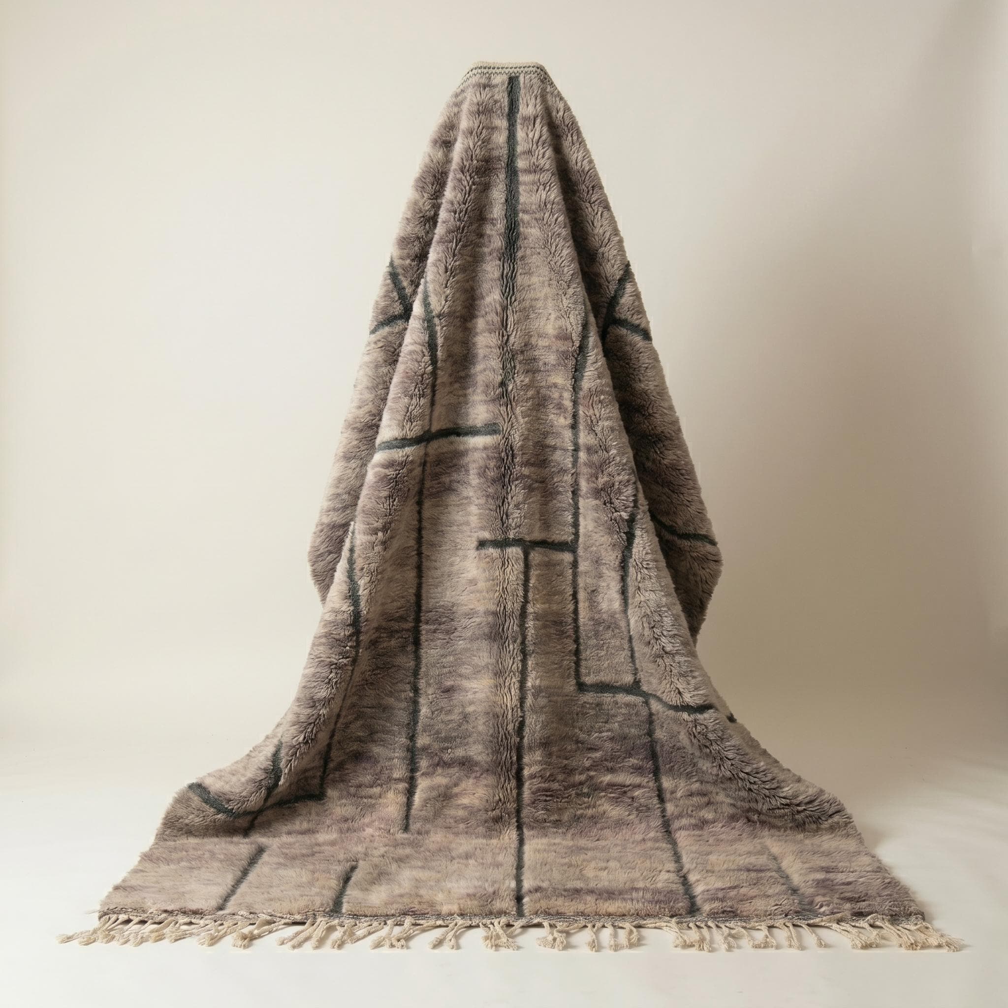 Mrirt Rug - Lavender Grey Luxury Wool Rug - Handmade Architectural Grid Rug - Ultra Plush Area Rug - Berber Carpet - Multiple Sizes