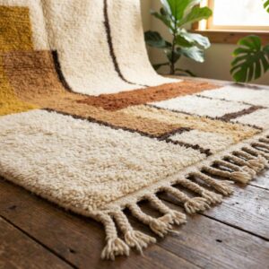 Hand-Knotted Beni Ourain Rug - Authentic Berber Wool, Shag Tribal Carpet