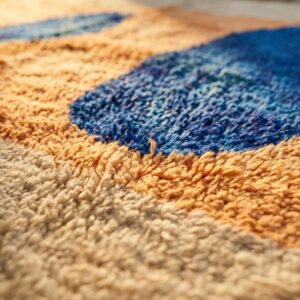 Berber Azilal Rug Blue & Peach Abstract Shapes