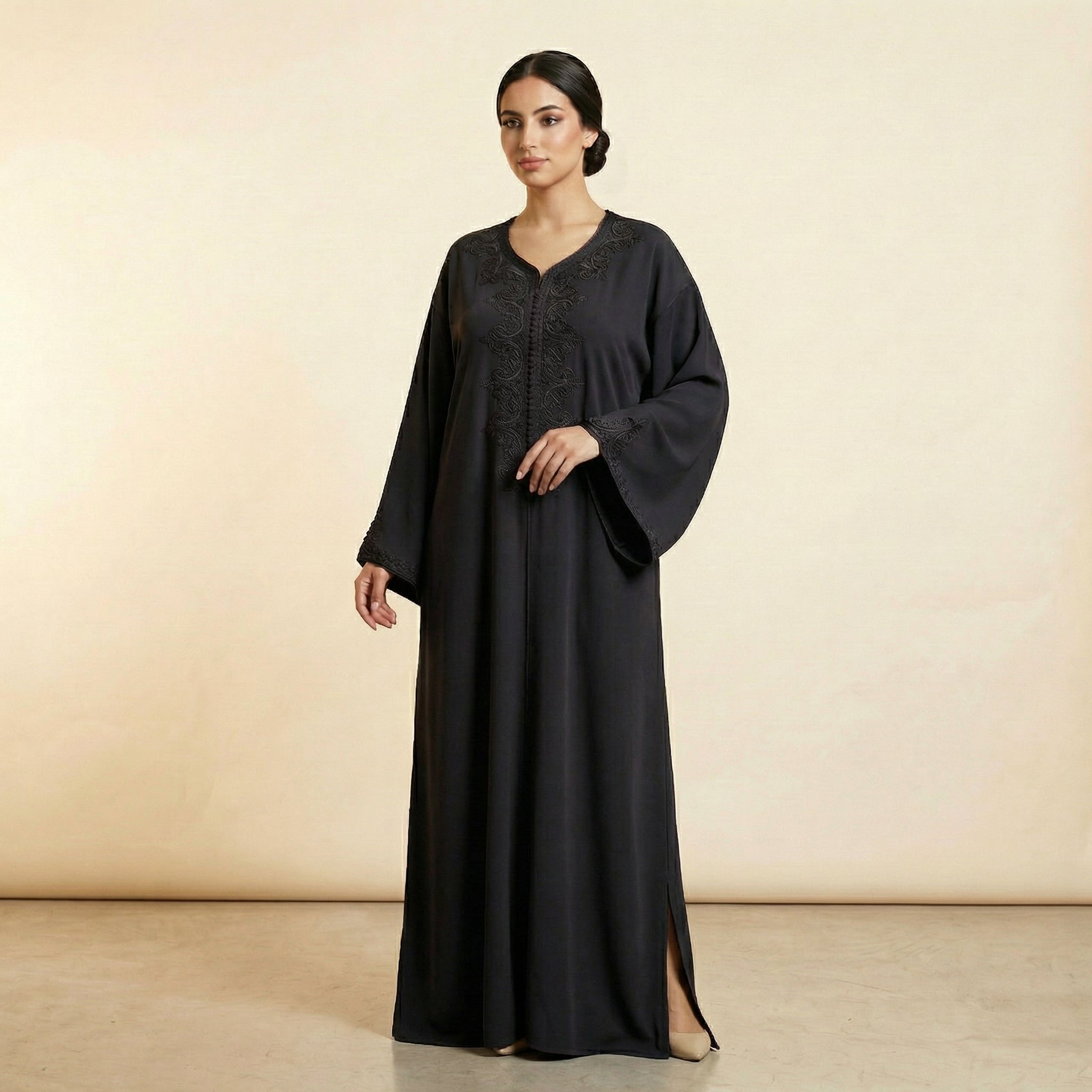 Noir Kaftan - Elegant Black Arabesque Ceremony Style