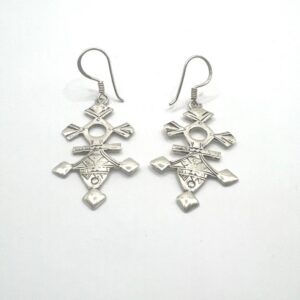 Tuareg Croix du Sud Sterling Silver Spiral Bohemian Cross Earrings: Berber Tribal Ethnic Jewelry