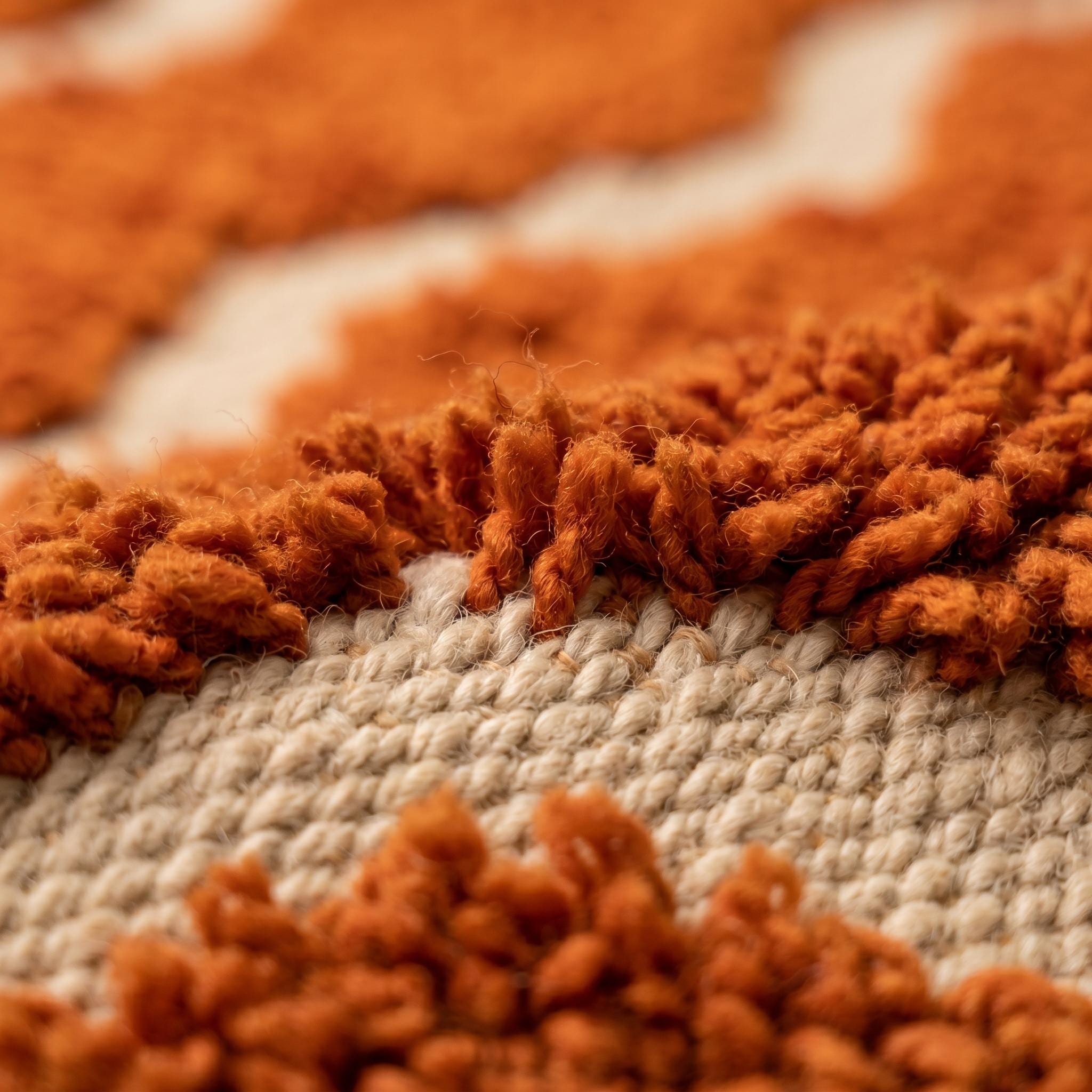 Boujaad Rug - Terracotta Ivory Wool Rug - Handmade Zigzag Rug - Cottagecore Area Rug - Earthy Berber Carpet - Multiple Sizes