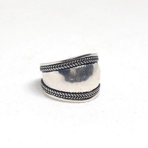 Dome Bali Wide Statement Sterling Silver Band Ring: Handmade Amazigh Tribal Jewelry
