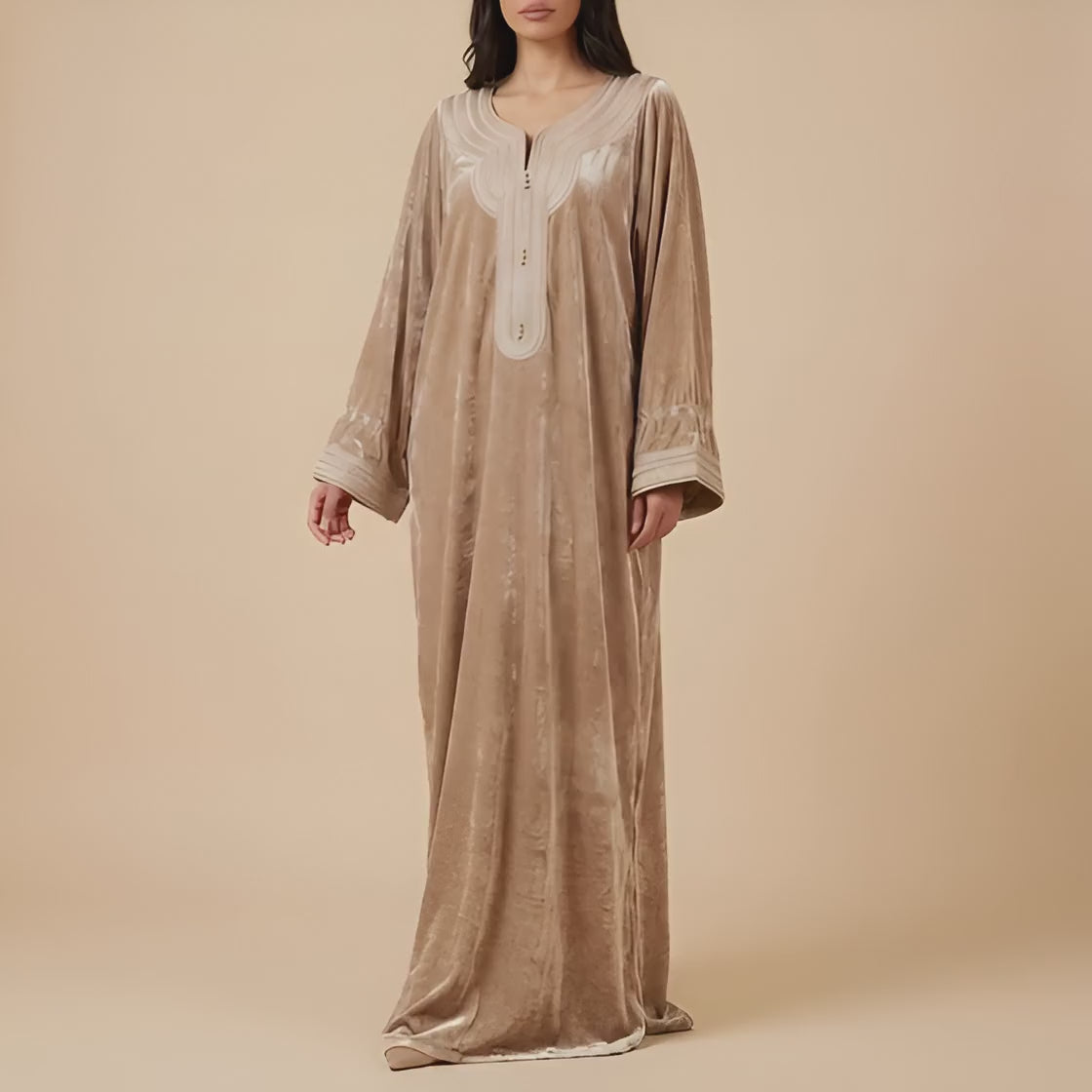 Velours Kaftan - Beige Occasion Wear