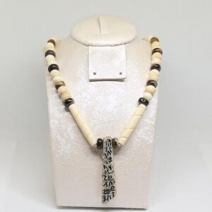 Antique African Bone Necklace: Wolf Fang Talisman, Tribal Jewelry
