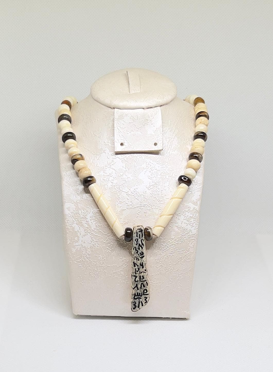 Antique African Bone Necklace: Wolf Fang Talisman, Tribal Jewelry