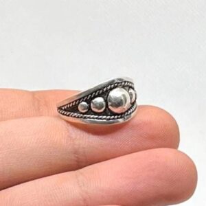 Berber Beaded Balls Band Sterling Silver Statement Ring: Handmade Tribal Ethnic Traditional Vintage