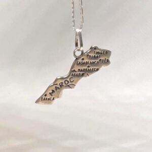 Handmade Map Pendant Necklace in Sterling Silver 925 : Berber Jewelry