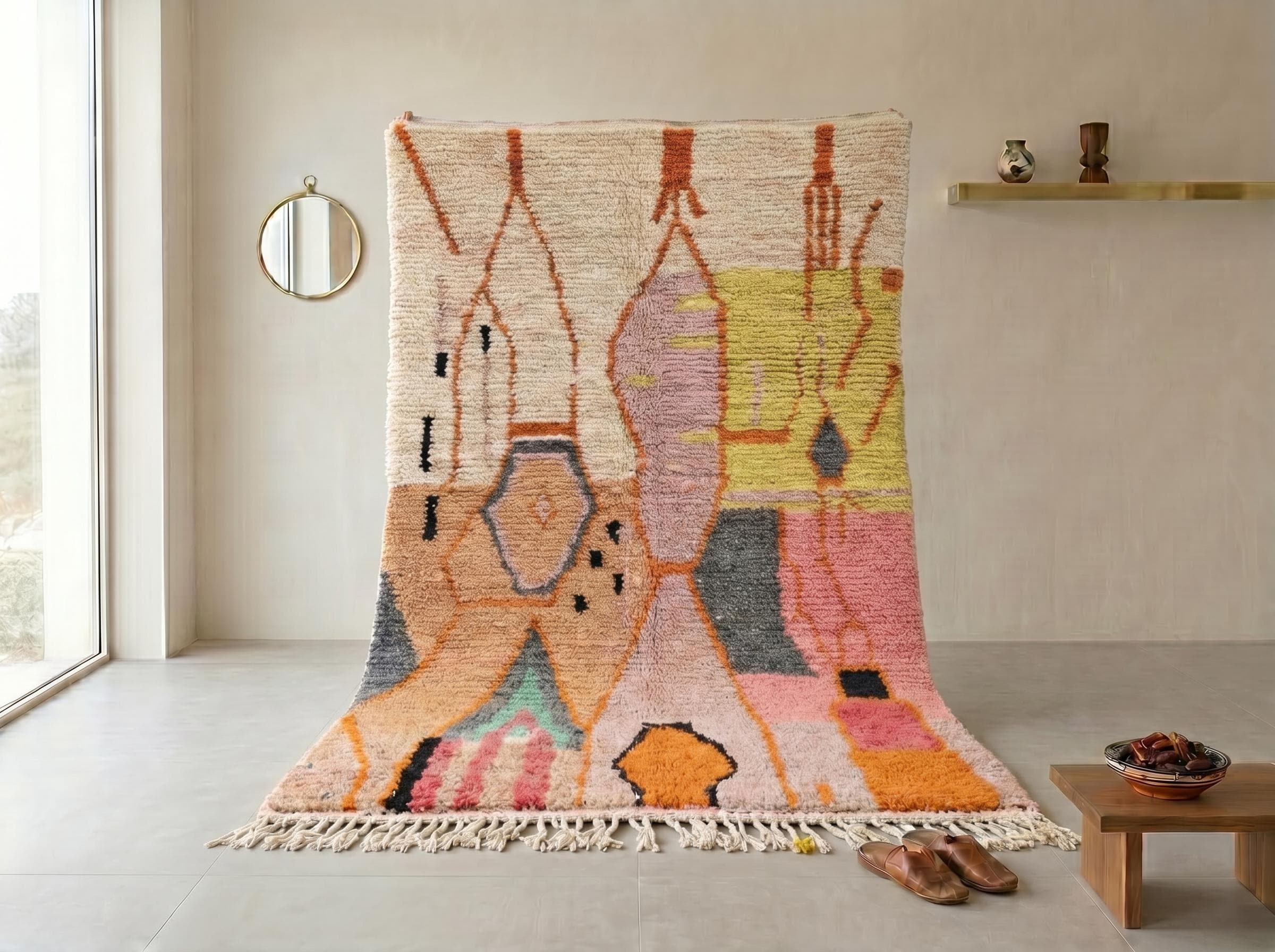 Berber Boujaad Rug Peach Pink Abstract