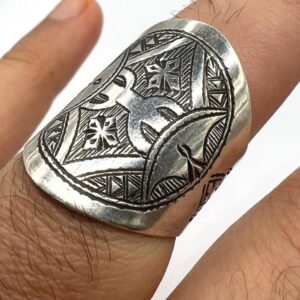 Sterling Silver Berber Amazigh Yaz Ring: Tribal Tuareg Boho Jewelry (Size 10 US)