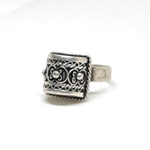 Handmade Antique Berber Pyramids Sterling Silver Tuareg Ring: Ethnic Tribal Jewelry Rings