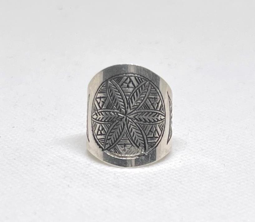 Berber Sterling Silver Ring: Handmade Engraved Tribal Jewelry, 925 Marijuana