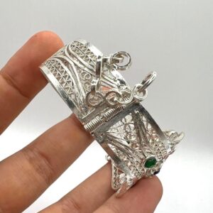 Vintage Handcrafted Berber Filigree Cuff Bracelet: Kabyle Plated Silver Jewelry