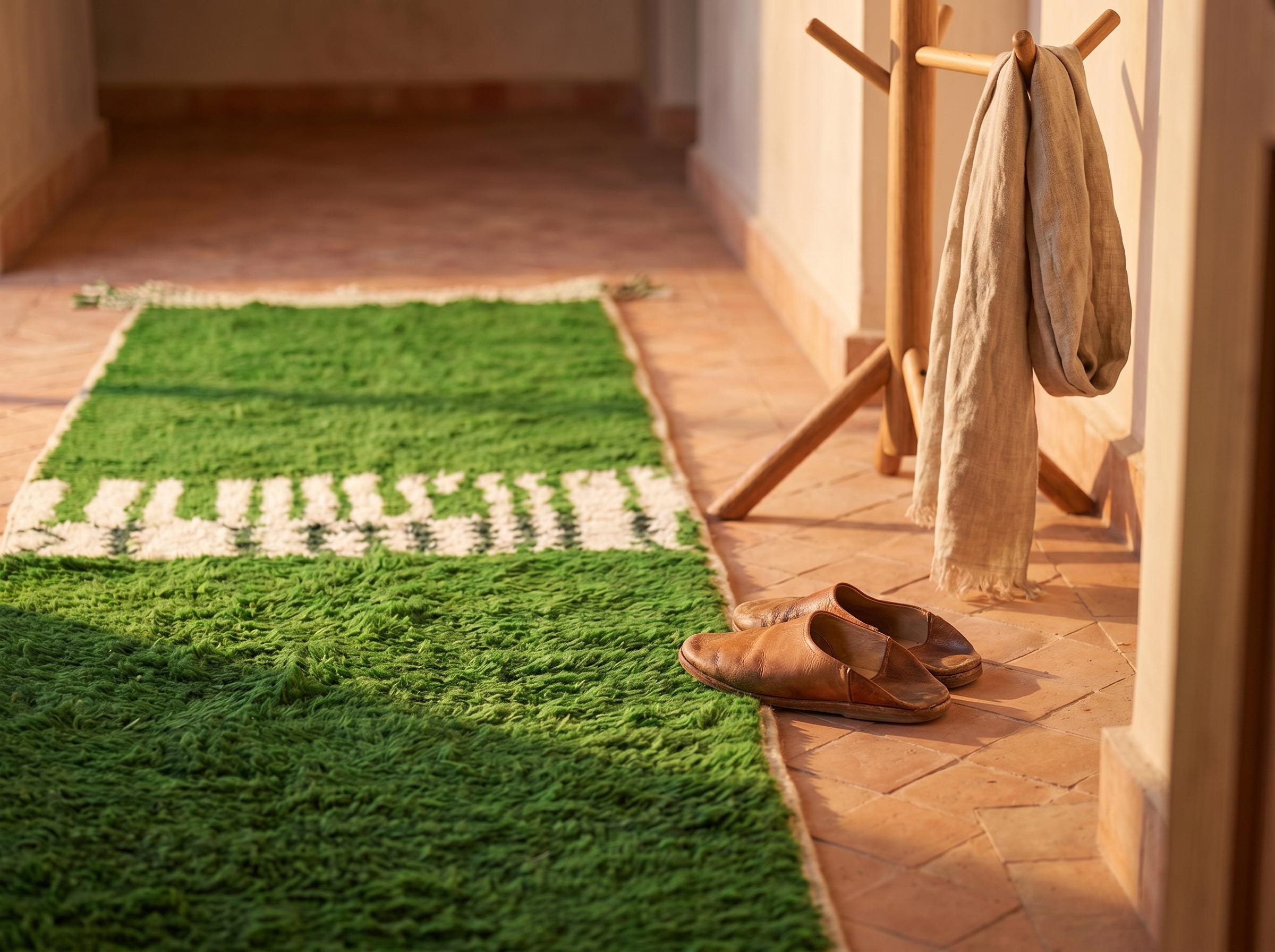 Berber Green Hallway Rug