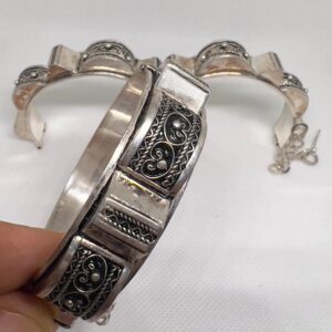 Berber Bracelet Pyramids Silver Cuff: Berber Bangle Handmade Ethnic African Engraved Tribal Jewelry