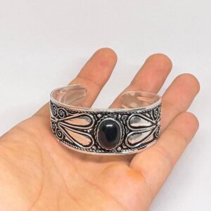 Handmade Berber Plated Silver Cuff Bracelet: Tribal Jewelry