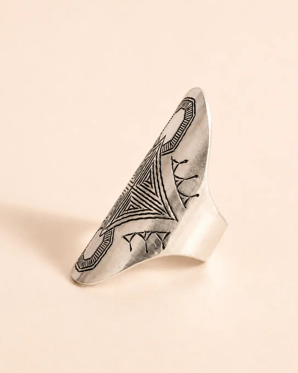Amazigh Silver Ring – Tighri Geometric Shield Design