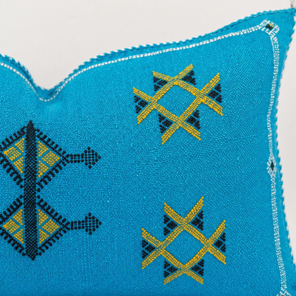 Amazigh Cactus Silk Cover 12x20 Handmade Lumbar Pillow
