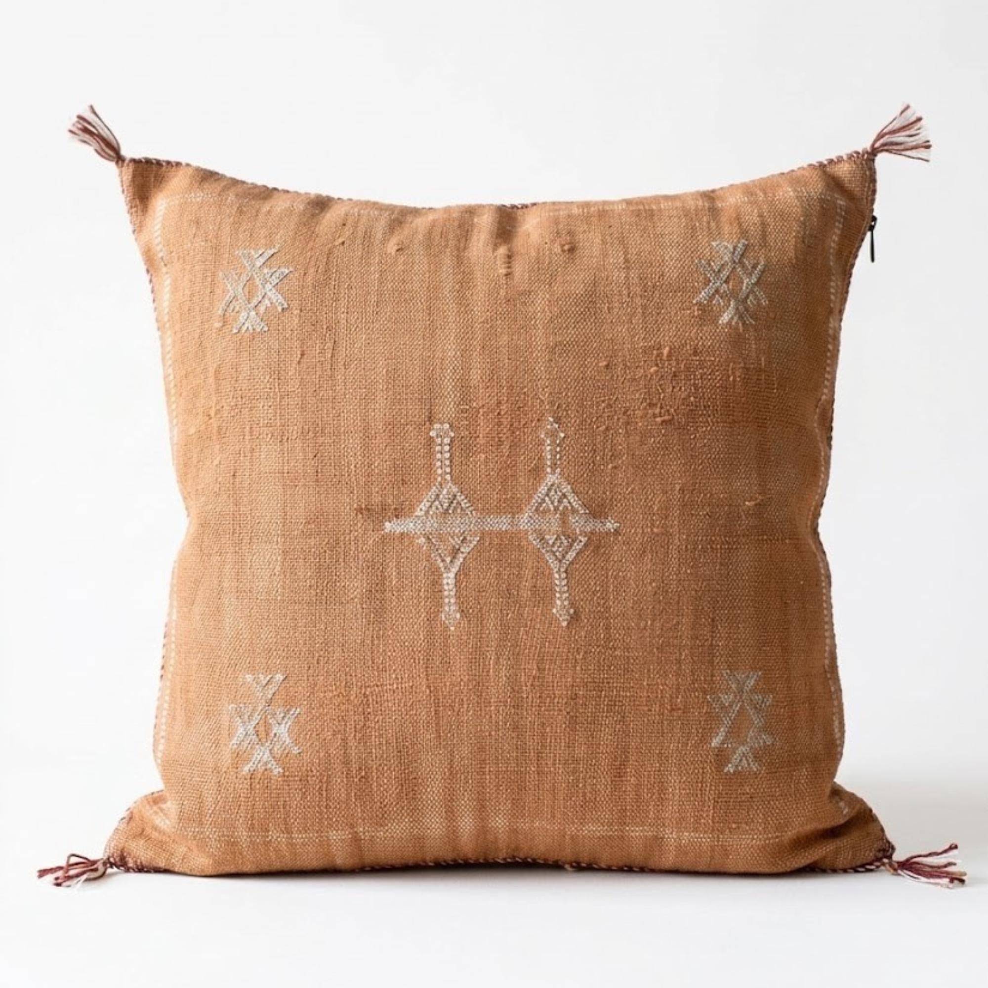 Berber Light Orange Cactus Silk Handmade Sabra Pillow