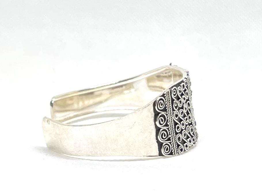 Adjustable Berber Bracelet, Sterling Silver Tuareg Tribal Cuff