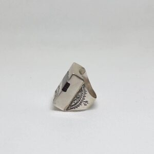 Tuareg Ebony Wood Sterling Silver Ring: Handmade Berber Jewelry, Size 9 US