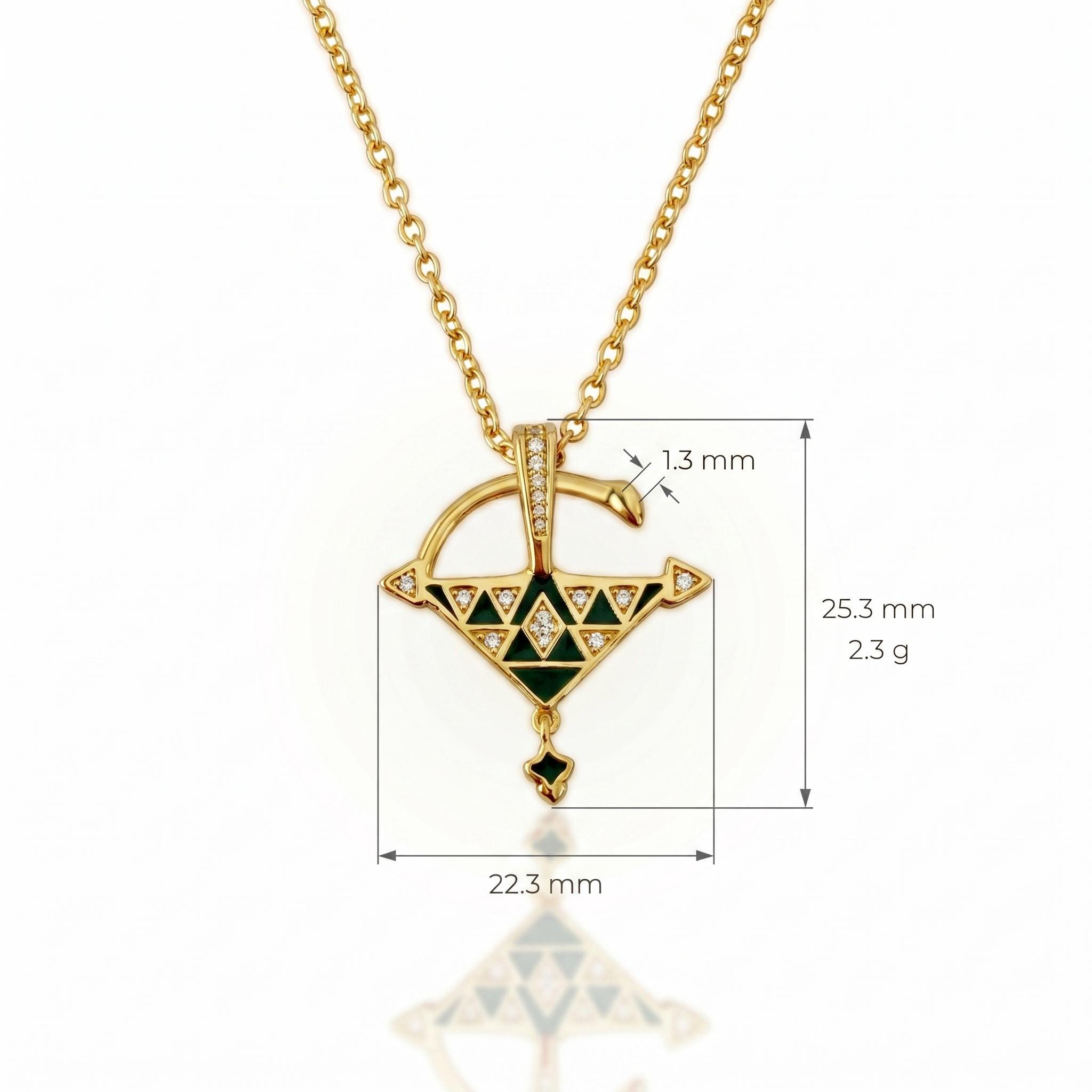 Amazigh 18K Gold Vermeil Tizerzit Pendant Green Necklace