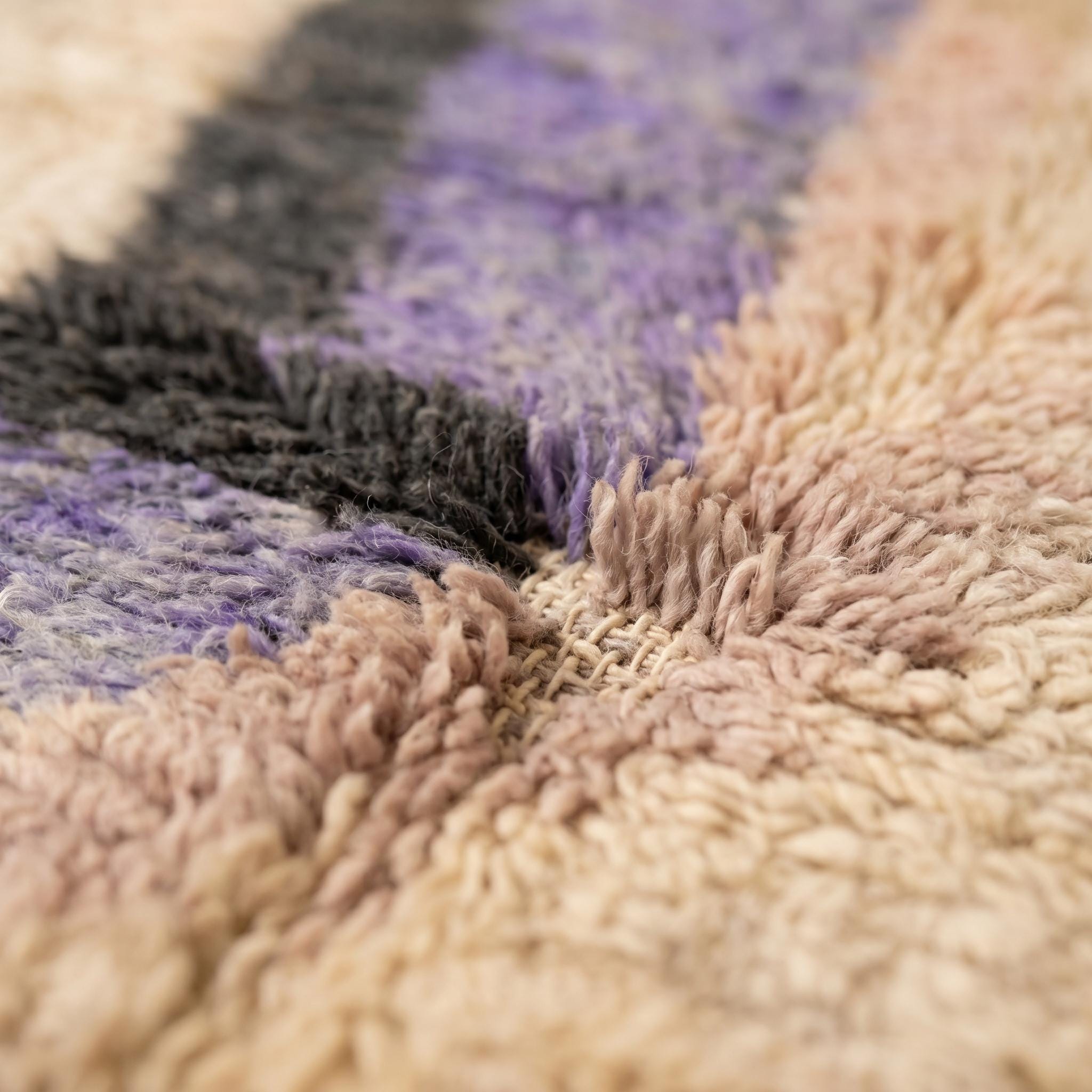 Boujaad Rug 8x5 ft - Ivory Lavender Wool Rug - One of a Kind Art Rug - Rare Purple Berber Carpet - Collector Boho Rug