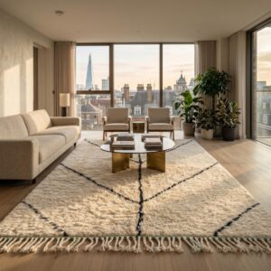 Handmade Berber Carpet Ivory & Black
