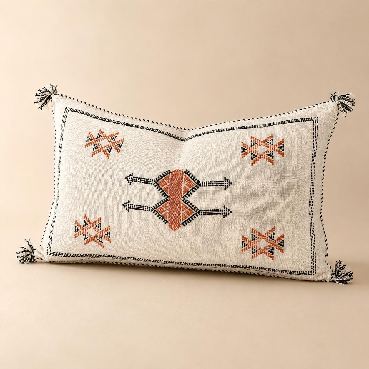 Amazigh Cactus Silk Cover 12x20 Handmade Lumbar Pillow