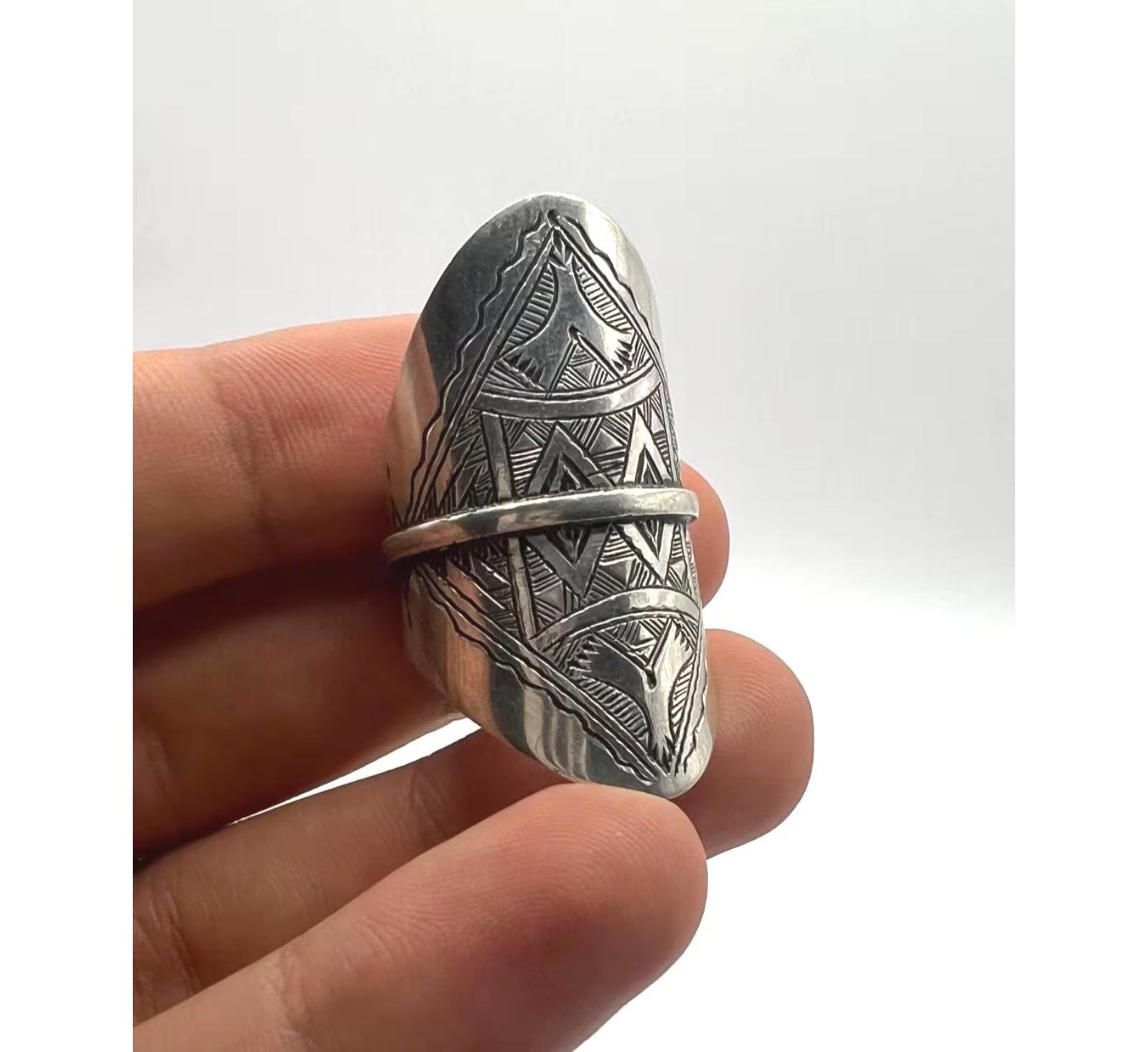 Handmade Sterling Silver Berber Ring: Tribal Tuareg Jewelry, Size 65 FR / 11 US