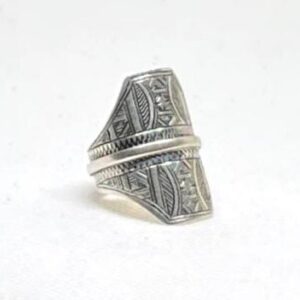 Handmade Berber Sterling Silver Ring: Kabyle Tuareg Tribal Jewelry, US Size 8